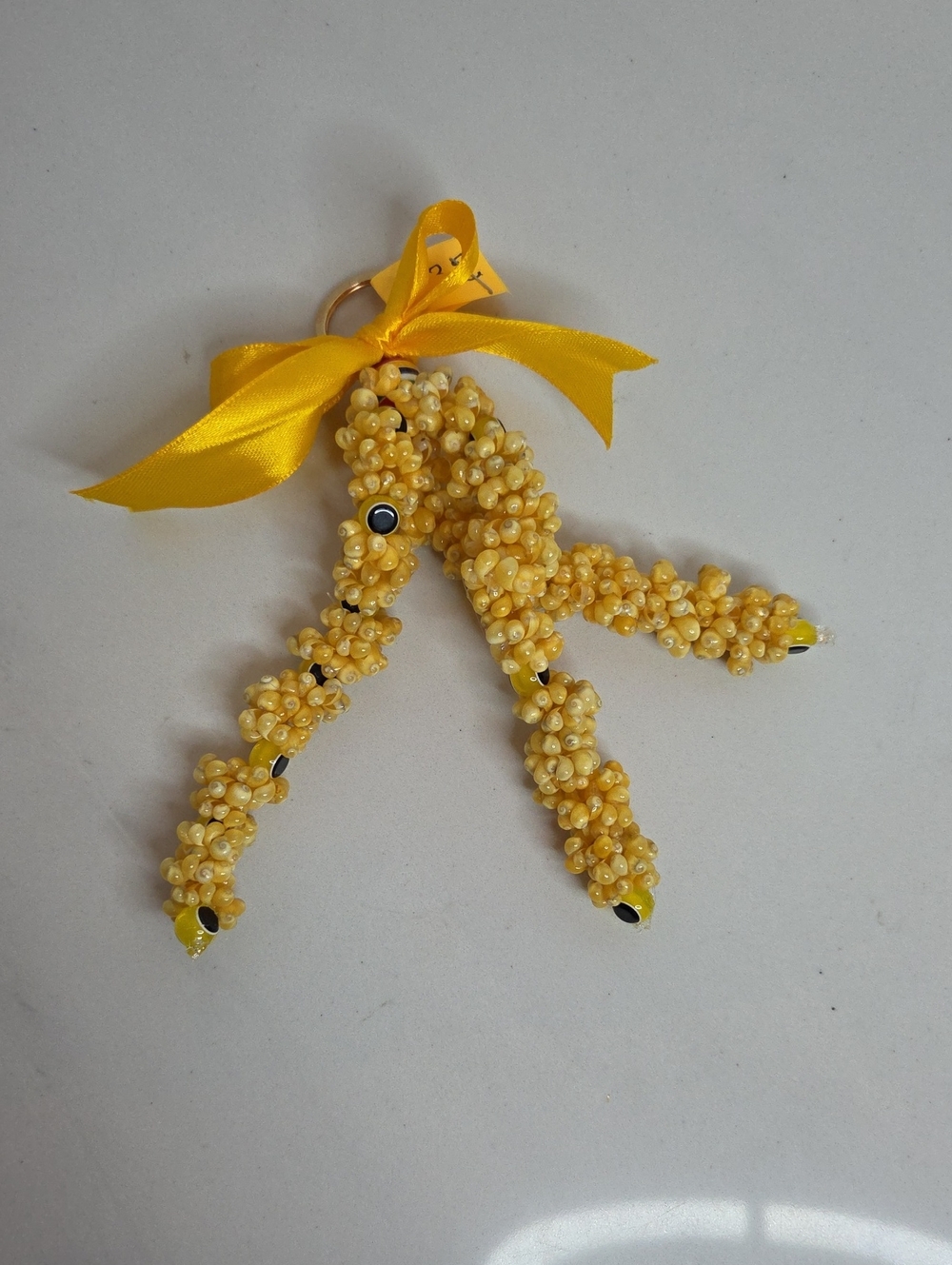 132 - Yellow Beaded Bag Charm